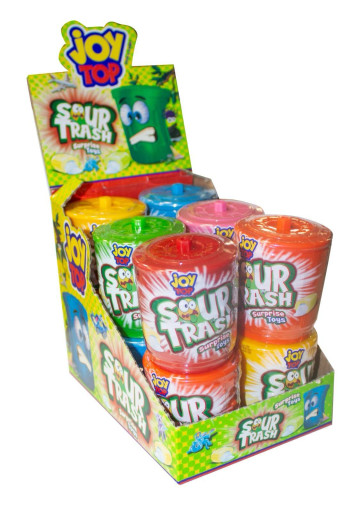 Bonart JoyTop Sour Trash Center Filled Chewy Candy with Surprise Toy 8 GR (12 X 6)