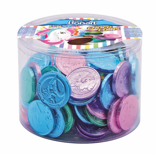 Bonart Unicorn Coin Comp. Chocolate PVC 500 GR X 12