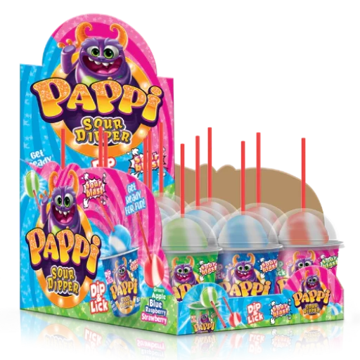 PAPPI Sour Dipper Lollipop Candy (39 GR X 12) X 6